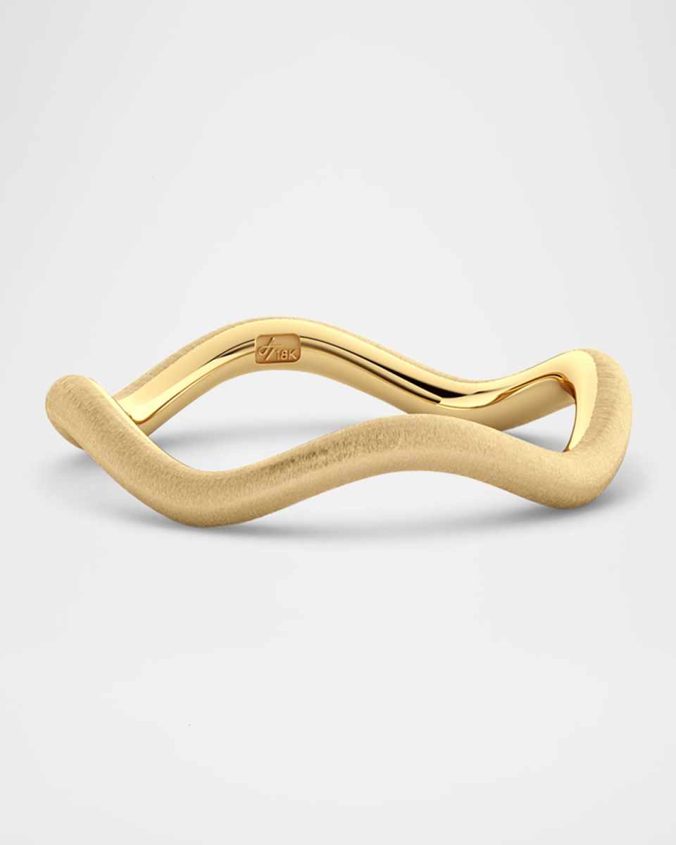 18K Gold Curve Stacking Ring in Satin
